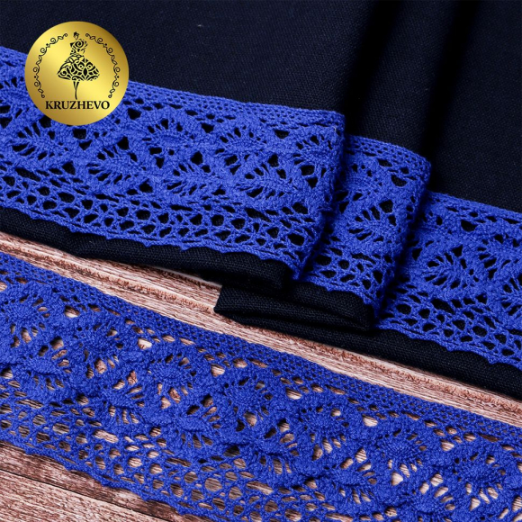 Тесьма вязаная KRUZHEVO 50мм TBY-6368 цв.37 синий уп.10м