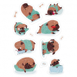 Кристальная мозаика ФРЕЯ арт.ALVN-114 Мопсы (наклейки) 14х19,5 см