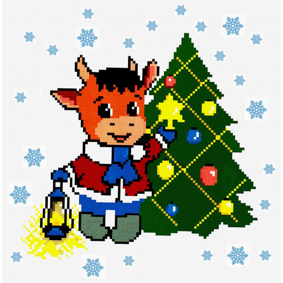 Рисунок на канве МАТРЕНИН ПОСАД арт.28х37 - 1949 Бычок украшает елку Рисунок на канве МАТРЕНИН ПОСАД арт.28х37 - 1949 Бычок украшает елку