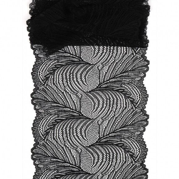 Кружево-стрейч KRUZHEVO арт.TBY.3517 шир.215мм цв.02 черный уп.2,7м