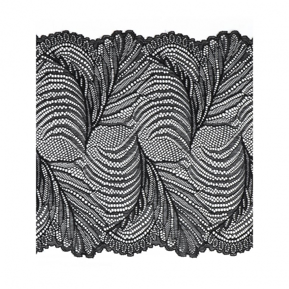 Кружево-стрейч KRUZHEVO арт.TBY.3517 шир.215мм цв.02 черный уп.2,7м