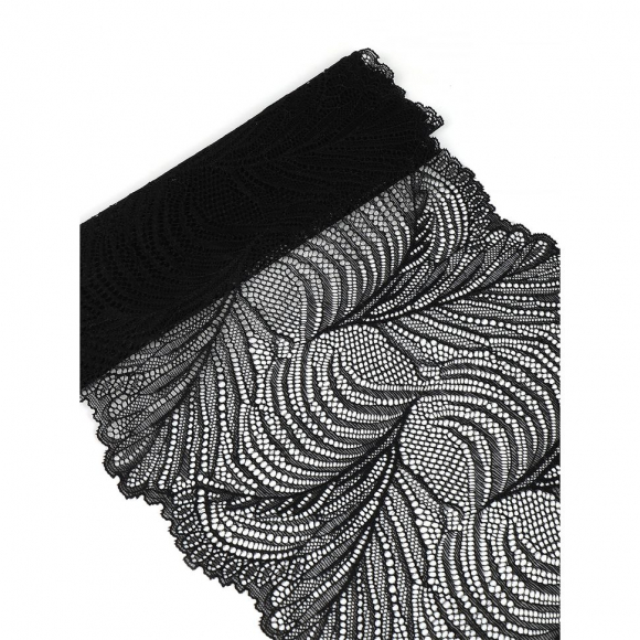Кружево-стрейч KRUZHEVO арт.TBY.3517 шир.215мм цв.02 черный уп.2,7м
