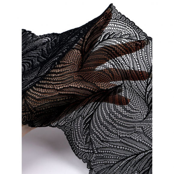 Кружево-стрейч KRUZHEVO арт.TBY.3517 шир.215мм цв.02 черный уп.2,7м