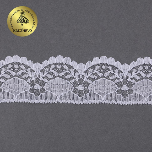 Кружево-трикотаж KRUZHEVO арт.TBY 1661 шир.40мм цв.01 белый, уп.27,4м