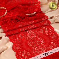 Кружево-стрейч KRUZHEVO арт.TBY.30239 шир.195мм цв.100 красный уп.25м