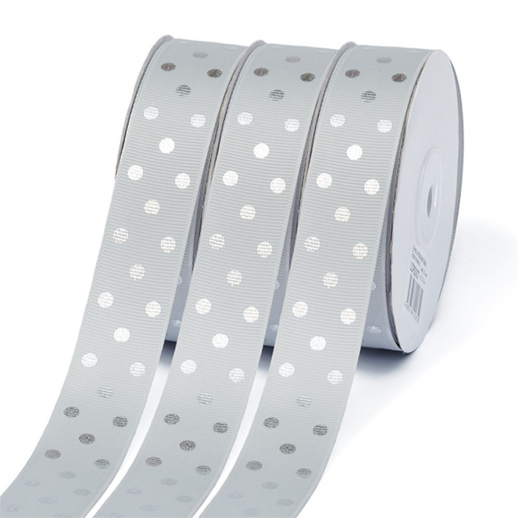 Лента репсовая Горошек серебро шир.25мм LDRS007 цв.007 серый уп.27,4м Лента репсовая Горошек серебро шир.25мм LDRS007 цв.007 серый уп.27,4м