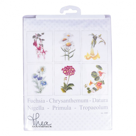 38977_Набор для вышивания "Шесть цветочных мотивов", канва лён 36 ct