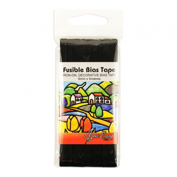 36108_Косая бейка для пэчворка с клеевой основой, 6 мм, цвет черный