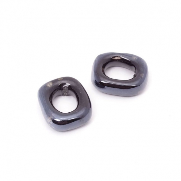 Бусины керамические TESОRO арт.TS-392 цв.001 черный 18х15х5 мм