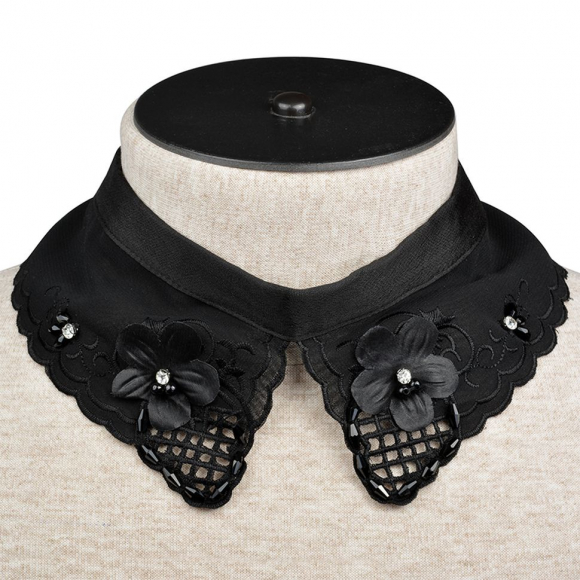 Воротник пришивной арт.TBY.HX-25 52х10,5см цв.02 черный