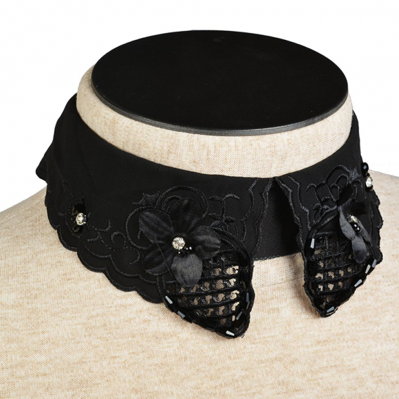 Воротник пришивной арт.TBY.HX-25 52х10,5см цв.02 черный