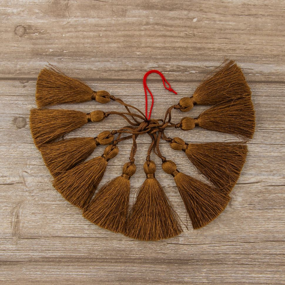 183427_Кисть декоративная на шнуре, длина 60 мм, цвет шоколадный