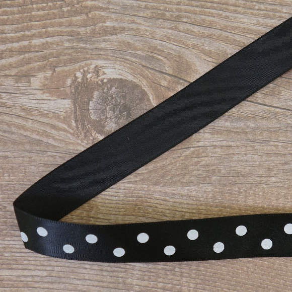 Лента атласная на картонной мини-катушке "Горошек"