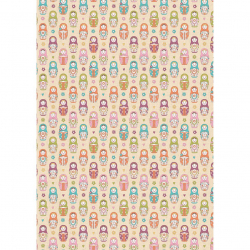 Ткани для пэчворка в рулонах КРОШКИ-МАТРЁШКИ 112 см 100% хлопок (в метрах) КМ-16 кремовый