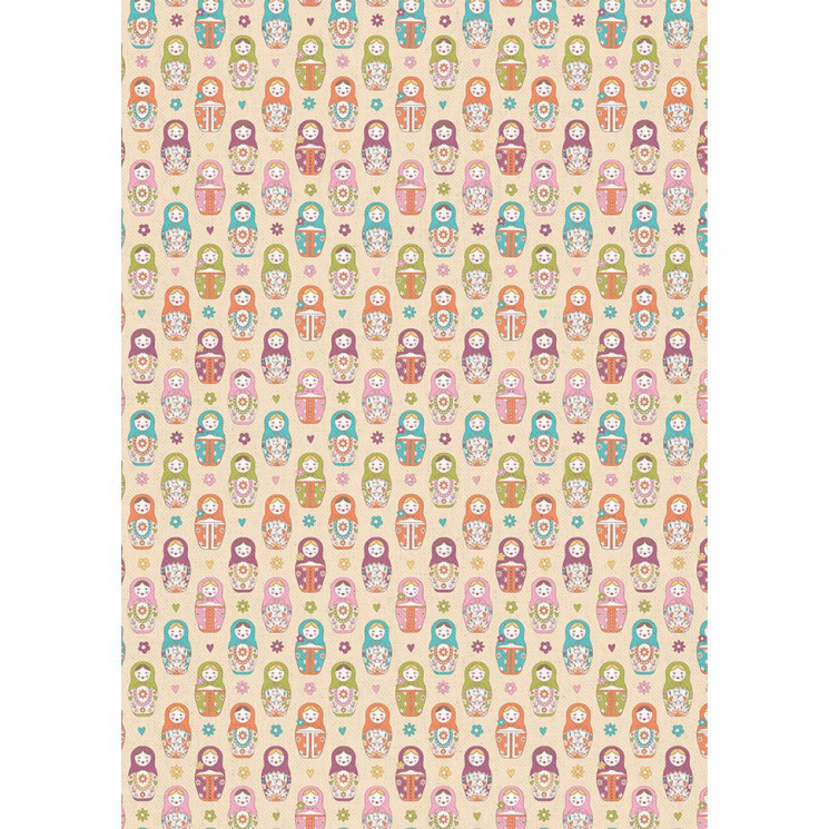 Ткани для пэчворка в рулонах КРОШКИ-МАТРЁШКИ 112 см 100% хлопок (в метрах) КМ-16 кремовый