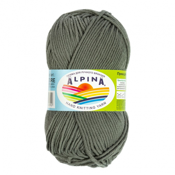 Пряжа ALPINA NATURE (100% хлопок) 10х50г/105м цв.004 хаки
