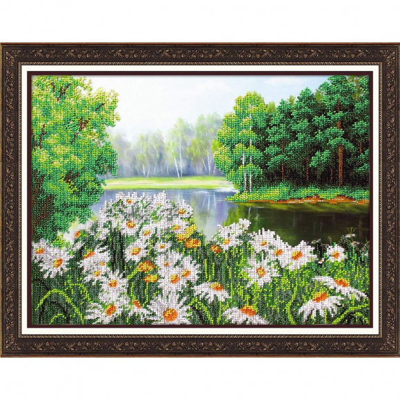 Набор для вышивания бисером ПАУТИНКА арт.Б-1484 Ромашковый букет 38х28 см