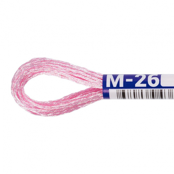 Нитки для вышивания Gamma мулине NM металлик 100% полиэстер 12 x 8 м цв.М-26 нежно-розовый