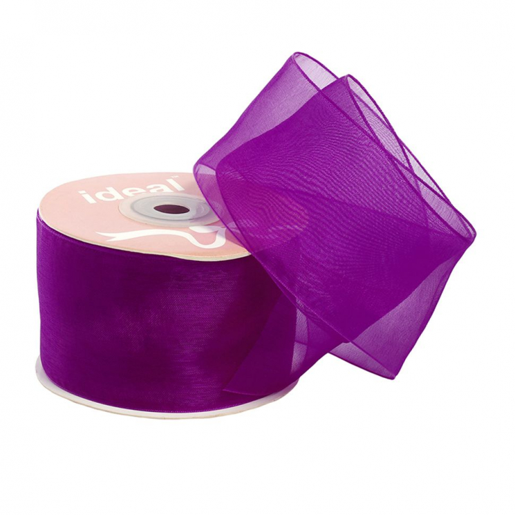 Лента капрон (органза) IDEAL шир.50мм цв.1032 т.сиреневый уп.27,4 м