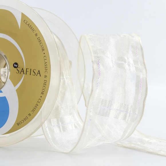 20626_Лента органза "с памятью" SAFISA, 38 мм, 15 м цвет 56, кремовый