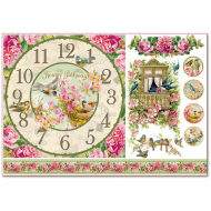 88528_Бумага рисовая "Часы и маленький балкон"