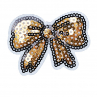 Термоаппликация с пайетками арт.TBY.ND.17 Бант 67х40мм цв.1 золото уп.10шт