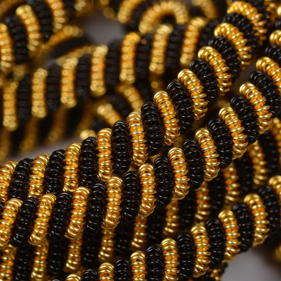 Канитель мягкая, витая арт.KAN/DNA3,5-01 матовый, цв.золото и черный уп.100 г