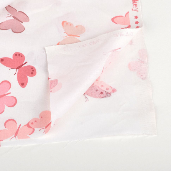 Ткань ранфорс Бабочки, арт.WH 9947-v20, 130г/м?,100% хлопок, шир.240см, цв.белый/пыльная роза, рул.30м