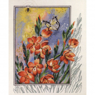 Набор для вышивания PERMIN арт.70-4180 Паучок, бабочка в цветах 40х47 см