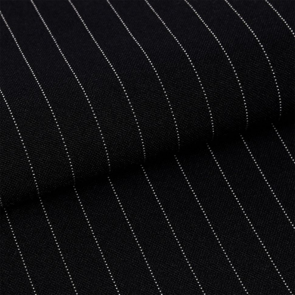 Ткань Габардин кач-во Фухуа в полоску 180 г/м? 100% полиэстер шир.150 см арт.TBY.Gbf.st.24102.1.1 цв.01 черный рул.25м