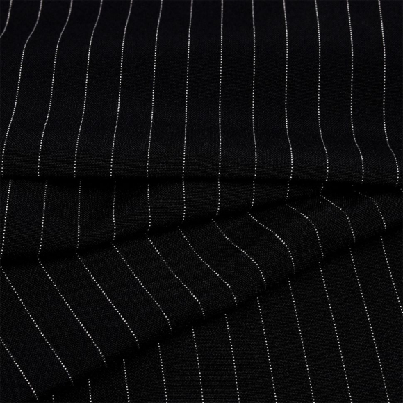 Ткань Габардин кач-во Фухуа в полоску 180 г/м? 100% полиэстер шир.150 см арт.TBY.Gbf.st.24102.1.1 цв.01 черный рул.25м