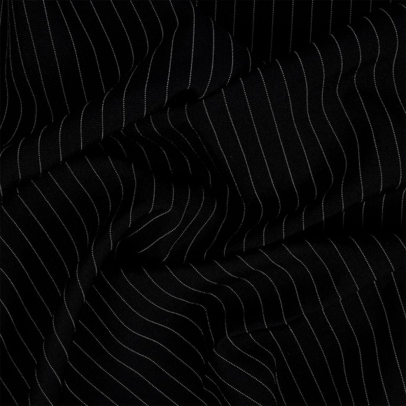 Ткань Габардин кач-во Фухуа в полоску 180 г/м? 100% полиэстер шир.150 см арт.TBY.Gbf.st.24102.1.1 цв.01 черный рул.25м