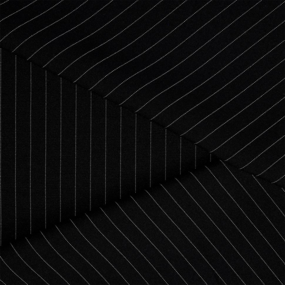 Ткань Габардин кач-во Фухуа в полоску 180 г/м? 100% полиэстер шир.150 см арт.TBY.Gbf.st.24102.1.1 цв.01 черный рул.25м