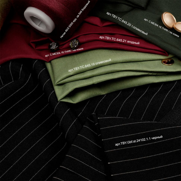 Ткань Габардин кач-во Фухуа в полоску 180 г/м? 100% полиэстер шир.150 см арт.TBY.Gbf.st.24102.1.1 цв.01 черный рул.25м