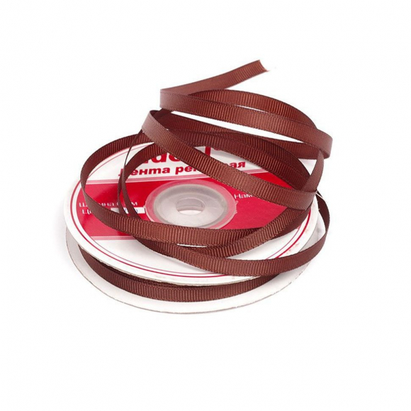 Лента Ideal репсовая в рубчик шир.6мм цв. 870 тепл.коричневый уп.22,85м