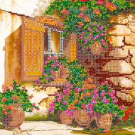 Схема на холсте АБРИС АРТ арт. AC-439 Окошко с гортензиями 20х20 см