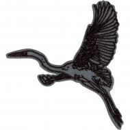 Термоаппликация "Черный журавль летит влево"