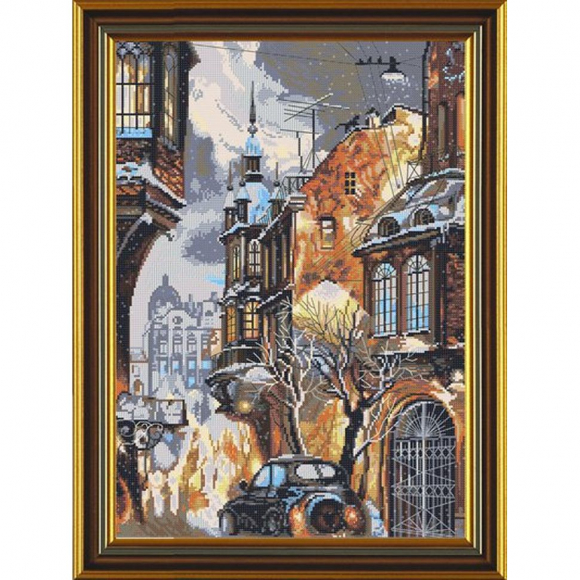 Набор для вышивания мулине НОВА СЛОБОДА арт.РЕ3314 Снег в Городе 28х38 см