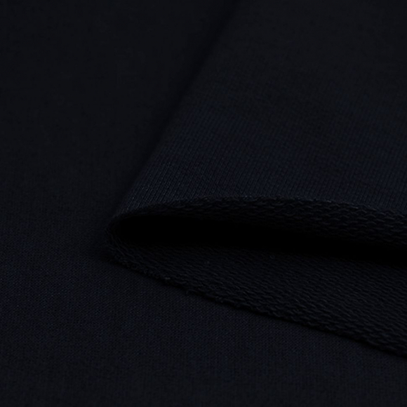 Ткань футер 3х нитка петля гл/крашеный диагональ 320г/м?  80%хб 20%пэ  шир.190см арт.ШН-3208020-8 цв.тем.синий рул. 35-60м (1кг-1,6м)