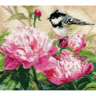 Набор для вышивания АЛИСА арт.1-22 Синичка и пионы 17х19 см
