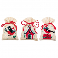 174061_Набор для вышивания мешочков (саше) "Рождественская птица и дом"