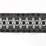 Тесьма с пайетками TBY арт.TH182 шир.38мм цв.039 черный уп.18,28м