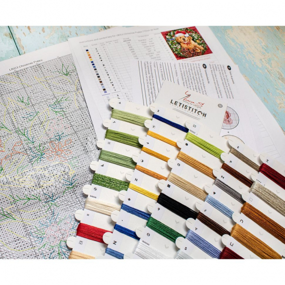 Набор для вышивания LETI арт. L8053 Рождественский щенок 26х26 см Набор для вышивания LETI арт. L8053 Рождественский щенок 26х26 см