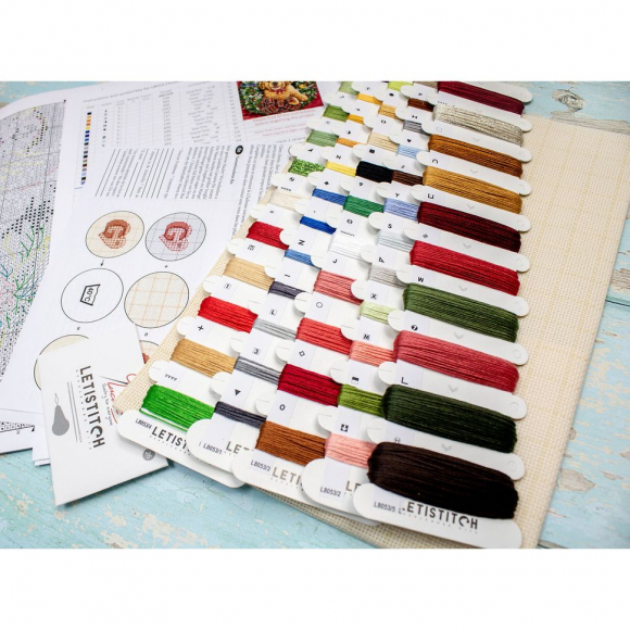 Набор для вышивания LETI арт. L8053 Рождественский щенок 26х26 см Набор для вышивания LETI арт. L8053 Рождественский щенок 26х26 см