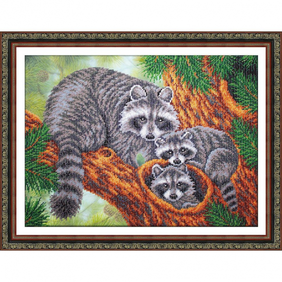 Набор для вышивания бисером ПАУТИНКА арт.Б-1465 Енотики 38х28 см