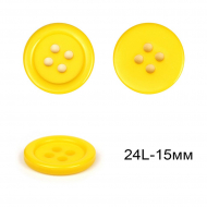 Пуговицы пластиковые C-TA203 цв.желтый 24L-15мм, 4 прокола, 36шт Пуговицы пластиковые C-TA203 цв.желтый 24L-15мм, 4 прокола, 36шт