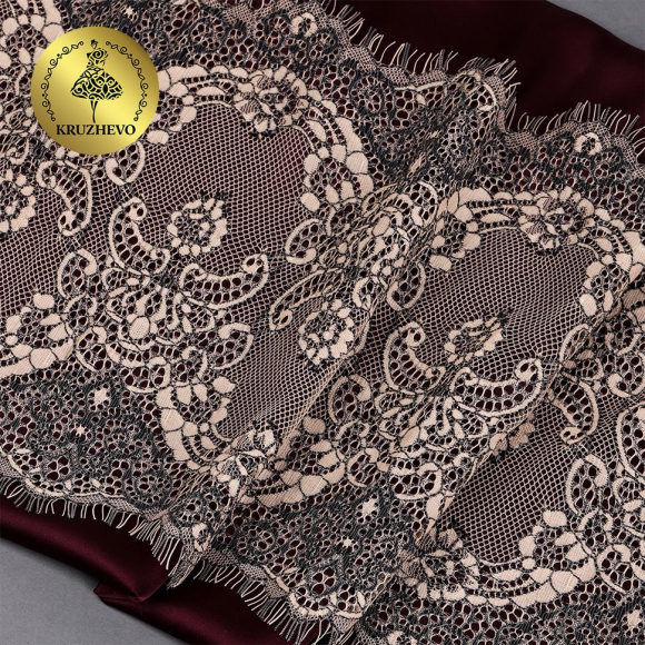 Кружево реснички KRUZHEVO арт.TBY 75222 шир.230мм цв. экрю уп.3м