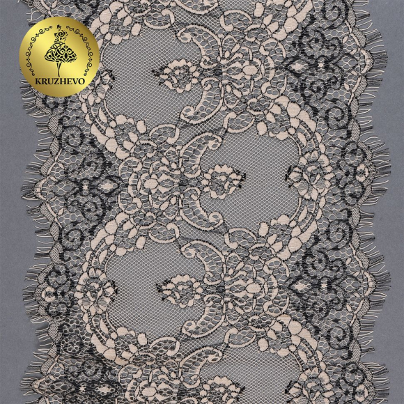 Кружево реснички KRUZHEVO арт.TBY 75222 шир.230мм цв. экрю уп.3м