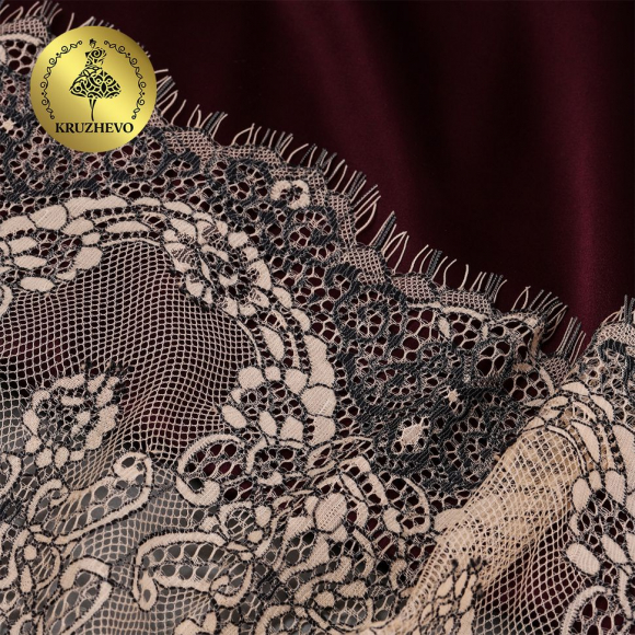 Кружево реснички KRUZHEVO арт.TBY 75222 шир.230мм цв. экрю уп.3м