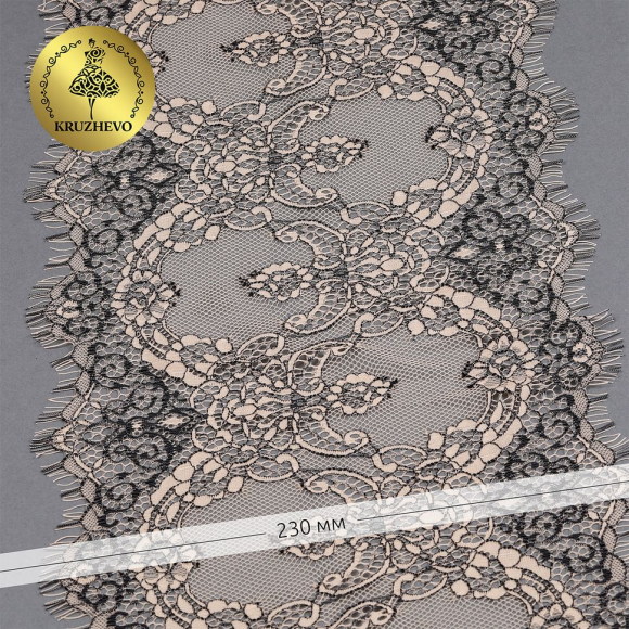 Кружево реснички KRUZHEVO арт.TBY 75222 шир.230мм цв. экрю уп.3м